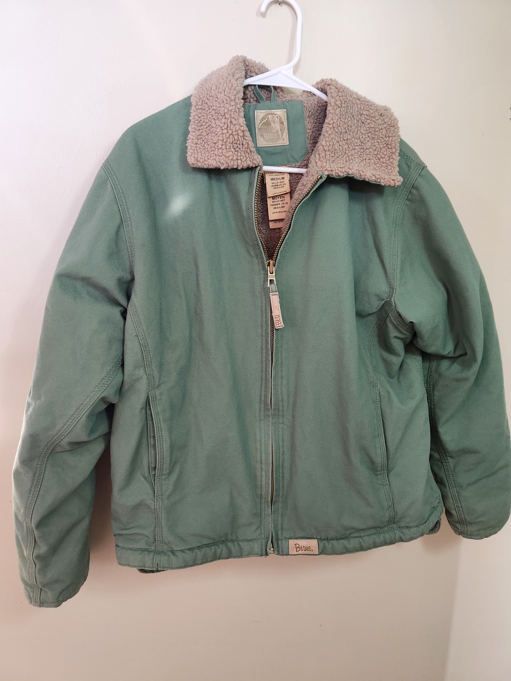 Berne Women Green Sherpa Collar Jacket M Medium